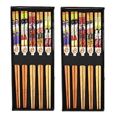 Combo 02 Set đũa tre Tanaka in họa tiết hoa văn tinh xảo - Nội địa Nhật Bản (Set 05 đôi)