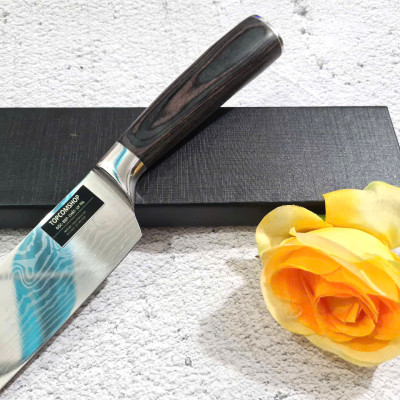 DAO - DAO BẾP NHẬT BẢN SANTOKU THÉP DAMASCUS MÃ A5 DT116 nt topcomshop vn