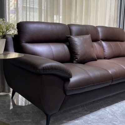 Combo ghế sofa da bò Italy Juno sofa màu nâu – SFCT01 2m hàng cao cấp chuẩn da bò nhập khẩu Ý