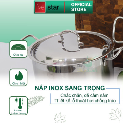 Nồi Luộc Gà Nắp Inox Fivestar Tặng 5 Muỗng Ăn - Bạc