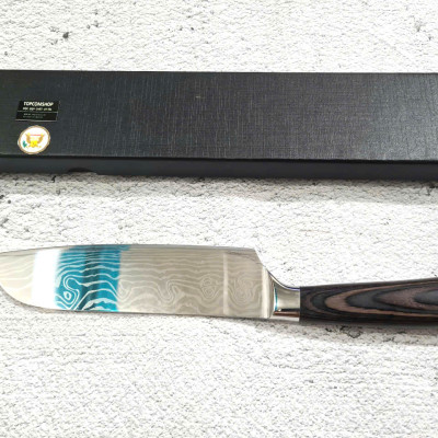 DAO - DAO BẾP NHẬT BẢN SANTOKU THÉP DAMASCUS MÃ A5 DT116 nt topcomshop vn