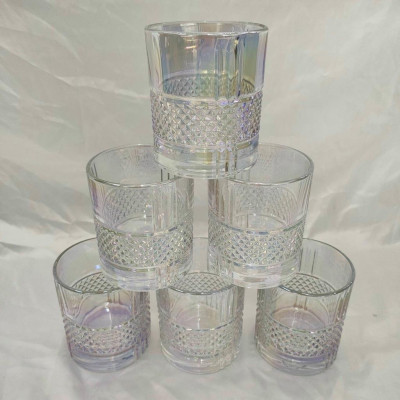 Bộ 6 cố thủy tinh uống nước vân kim cương hạt vân hạt màu ánh trai