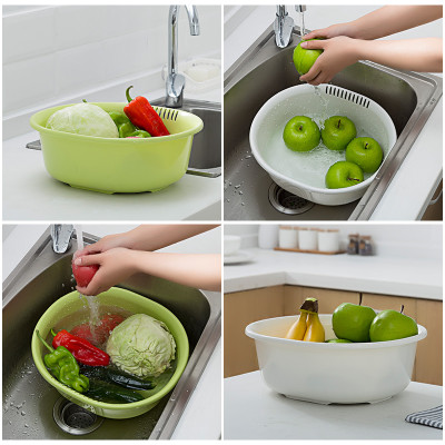 Bộ 01chậu & 01rổ nhựa Oval Sanada Seiko 5.3L cao cấp có tay cầm tiện dụng - Hàng nội địa Nhật Bản.