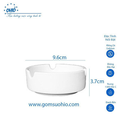 Gạt Tàn Tròn 3.7 cm Sứ Trắng OHIO