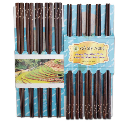 10 Đôi Đũa Gỗ Đen Cẩn Dây Đàn - Đồ Gỗ Nhà Bếp Thương Hiệu Trường Sơn