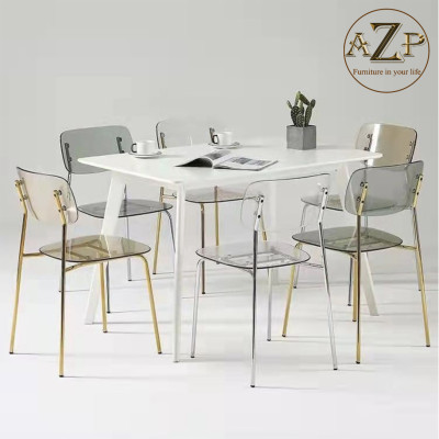 Ghế Ăn, Ghế Cafe, Ghế Thư Giãn Nhựa Trong Suốt Arcylic, Khung Thép Mạ Chrome Thời Trang / xếp chồng tiện lợi GA-PC601