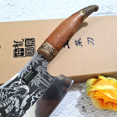 DAO BẾP - DAO THÁI CHẶT HOA VĂN HỔ MÃ A1 DT150 NT topcomshop vn