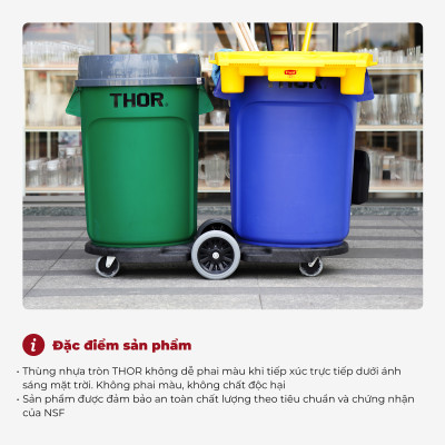 Thùng nhựa  tròn đa năng chịu lực THOR 38L thương hiệu TRUST 1011GN (không nắp)  phân phối bởi Cobi Home.