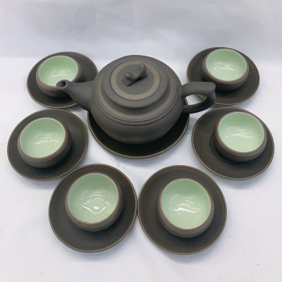 Bộ ấm chén pha trà gốm sứ lòng xanh - ANTH686