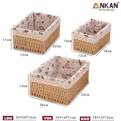 Rổ Mây Đựng Đồ, Giỏ Mây Cắm Hoa ANKAN Thích Hợp Đi Picnic, Đựng Phụ Kiện Chụp Ảnh, Sắp Xếp Đồ Dùng Trong Nhà