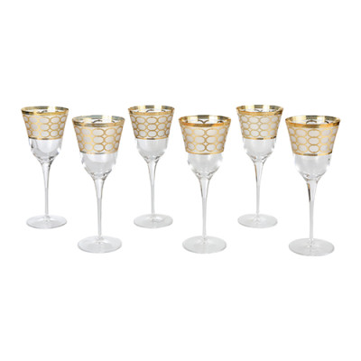Set 6 ly pha lê GA VEMA mạ vàng 24k nhập khẩu ITALY Julia Rosenthal Gold  Italy CRISTAL 6614 