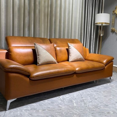 Sofa góc L da bò Italy Juno sofa màu nâu – SFLCT08 2m6 x 1m8 hàng cao cấp chuẩn da bò nhập khẩu Ý