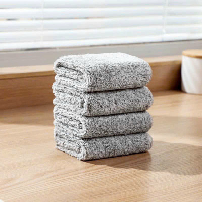 Combo 5 Khăn Lau Vuông, Khăn Lau Đa Năng Nhà Bếp Sợi Than Tre Màu Xám Loại Mới Giúp Lau Chùi Sạch Sẽ Sợi Vải Mềm Thấm Hút Nhanh Và Nhanh Khô