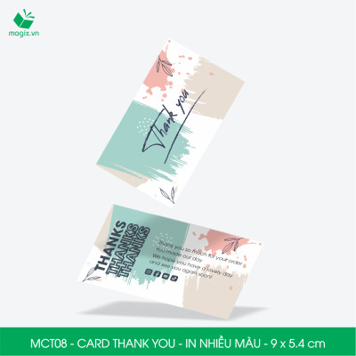 MCT08 - 9x5.4 cm - 50 Card Thank you, Thiệp cảm ơn khách hàng, card cám ơn cứng cáp sang trọng