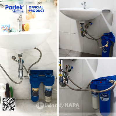 Bộ Lọc Thô PARTEK P1020-2PRS 2 Cốc Cao Cấp - Bộ Lọc Đôi 10 inch, Công Nghệ Mỹ Chuẩn NSF - Hàng Chính Hãng - Pre-treatment Không Dùng Điện, Bộ Đôi Lọc Nước Sinh Hoạt Sediment Filter 5 Micron