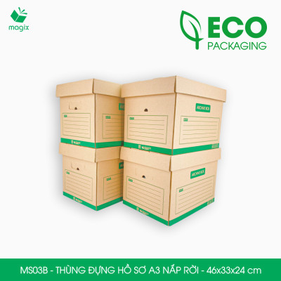 MS03B - 46x33x24 cm - Bộ 5 thùng đựng hồ sơ A3 nắp rời 