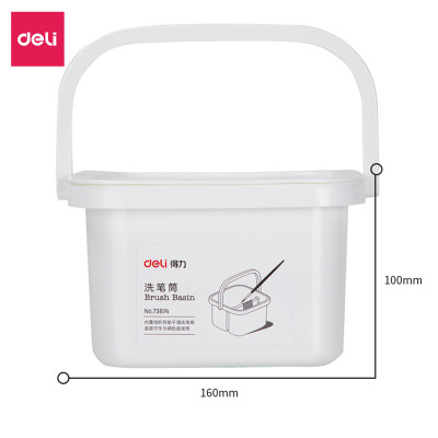 Xô rửa cọ vẽ 2 ngăn bằng nhựa Deli - Kèm nắp - 1 chiếc - 73874