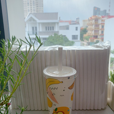 1000 ống hút giấy Clean Paper Straw 12mm x 197mm có bọc từng ống bảo vệ môi trường dùng cho trà sữa