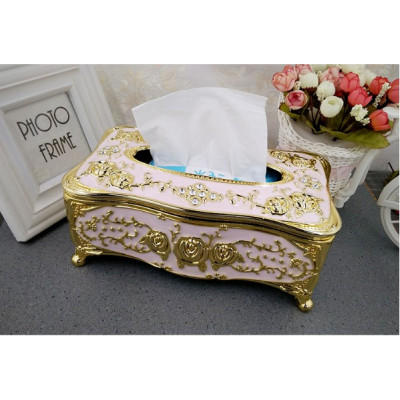 Hộp đựng giấy ăn mạ vàng, mạ bạc phong cách hoàng gia - giao màu ngẫu nhiên