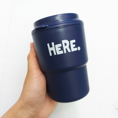 Combo cốc giữ nhiệt có nắp xoay Here 320ml + set 150 chiếc ống hút φ5x180mm - made in Japan