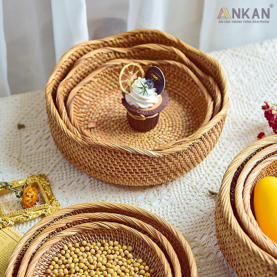 Rổ Đựng Trái Cây, Đồ Khô Chất Liệu Mây Tre Đan Thủ Công, Giỏ Đựng Đồ Decor Nhà Ăn, Phòng Khách