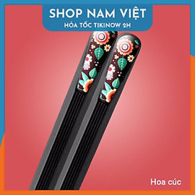 Combo 5 Đôi Đũa Thủy Tinh Đầu Đũa Vạt Xéo Trang Trí Họa Tiết Nhật Bản Phủ Bóng