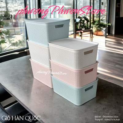 COMBO BỘ GIỎ CÓ NẮP ĐẬY CAO CẤP NHIỀU SIZE & MÀU ĐẸP BỘ RỔ GIỎ CÓ NÁP ĐẬY PHONG CÁCH HÀN QUỐC & NHẬT BẢN TUYỆT ĐẸP (MH 37&38)