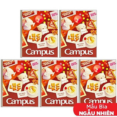 Combo 5 Tập Học Sinh B5S 4 Ly Ngang 120 Trang Gift - Campus NB-BSGIF120 (Mẫu Màu Giao Ngẫu Nhiên)