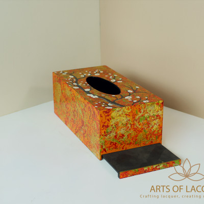 Hộp Giấy Da Cam Họa Tiết Hoa Mai