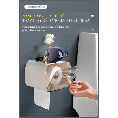 Hộp đựng khăn giấy, hộp khăn giấy, nhựa PP hoạ tiết sừng nai dễ thương, màu trắng sang trọng 