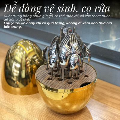 Quả trứng ABS/Inox 304 DandiHome cao cấp đựng dao, thìa, nĩa, decor bàn tiệc, phòng bếp (không kèm dao thìa nĩa)