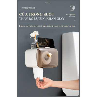 Hộp đựng khăn giấy, hộp khăn giấy, nhựa PP hoạ tiết sừng nai dễ thương, màu trắng sang trọng 