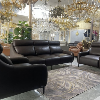 Combo ghế sofa băng da bò Italy Juno sofa màu đen SFBCT03 2m2 hàng cao cấp chuẩn da bò nhập khẩu Ý