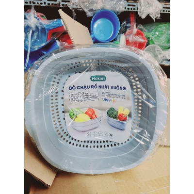 Bộ chậu kèm rổ đa năng Hokori Chính Hãng Việt Nhật Plastic