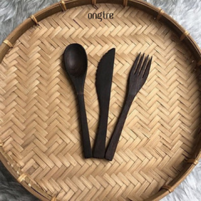 Muỗng, Nĩa, Dao gỗ mun | ongtre (Vietnam).