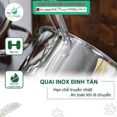 Bộ Nồi Inox 304 Bếp Từ 3 Đáy Kit 5 Món Fivestar Tặng 1 vá canh
