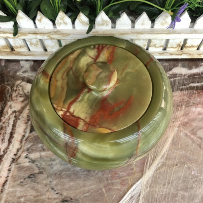 Thố ấm hình quả táo đựng thực phẩm đá ngọc Onyx - Đường kính 16 cm