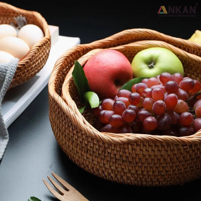 Rổ Đựng Trái Cây, Đồ Khô Chất Liệu Mây Tre Đan Thủ Công, Giỏ Đựng Đồ Decor Nhà Ăn, Phòng Khách