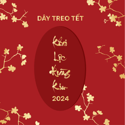 Bộ 12 dây phụ kiện handmade treo Tết trang trí cây mai đào, mix màu vàng đỏ MIX12