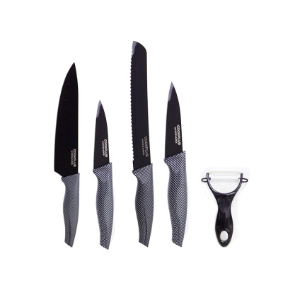 Bộ Dao Nhà Bếp 5 Món Và 6 Món Cookplus Lock&Lock CKK101S5BLK CKK101S01 - Hàng Chính Hãng Tặng Combo Ống Hút + Cọ Rửa