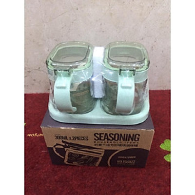 Hũ đựng gia vị đôi có khay ( giao ngẫu nhiên )