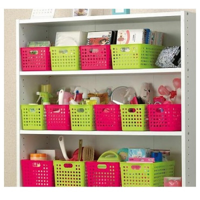 Rổ nhựa Inomata để vật dụng gia đình tiện lợi, có quai cầm (Size bé) - Hàng nội địa Nhật