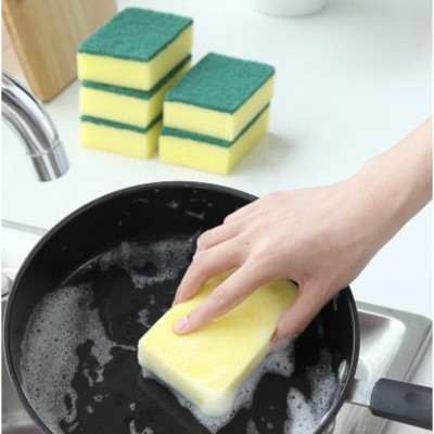 SET 2 Miếng Rửa Chén Bát Đĩa, Cọ Đa Năng 2 Mặt Xanh Vàng, Rửa Đánh Xoong Nồi Chảo, Sạch Sẽ, Tiện Dụng Nhà Bếp - TakyHome 5150set2