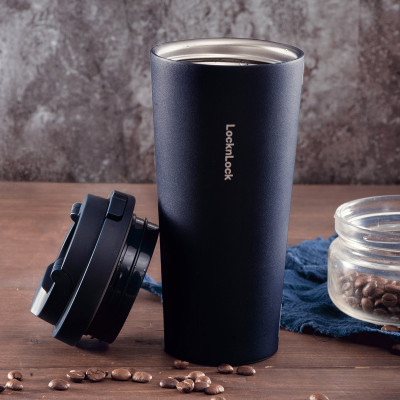 Ly giữ nhiệt LocknLock 550ml màu xanh navy LHC3249NVY - Hàng chính hãng, mở nắp một chạm, chất liệu thép không gỉ miệng ly rộng - JoyMall