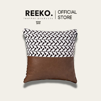 Gối sofa tựa lưng hình vuông cao cấp, kết hợp da bò thật và vải DVH6006C | REEKO