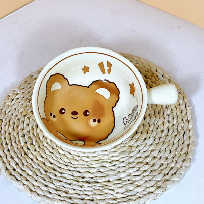 Bộ Bát Đĩa Gốm Sứ Cao Cấp Gosu Hình Gấu Cam Trắng Đáng Yêu