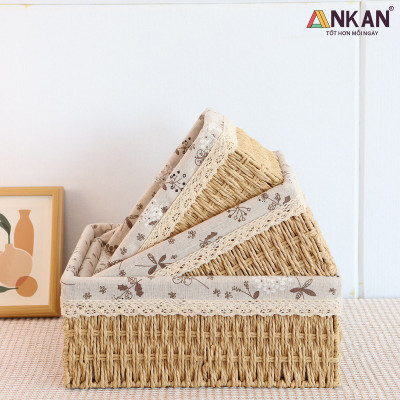 Rổ Mây Đựng Đồ, Giỏ Mây Cắm Hoa ANKAN Thích Hợp Đi Picnic, Đựng Phụ Kiện Chụp Ảnh, Sắp Xếp Đồ Dùng Trong Nhà