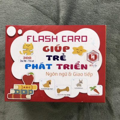 Thẻ học thông minh cho bé Freeship Bộ thẻ phát triển ngôn ngữ giao tiếp cho bé với 300 câu hỏi và trả lời 5 chủ đề - Đồ chơi trẻ em HT SYS