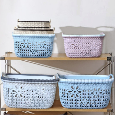 Rổ nhựa giả đan mây đựng đồ có quai cầm Giỏ nhựa đan Hàn Quốc nhựa MS 3378 & 3377