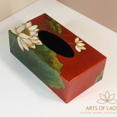 Hộp Đựng Khăn Giấy Sơn Mài Hoa Sen